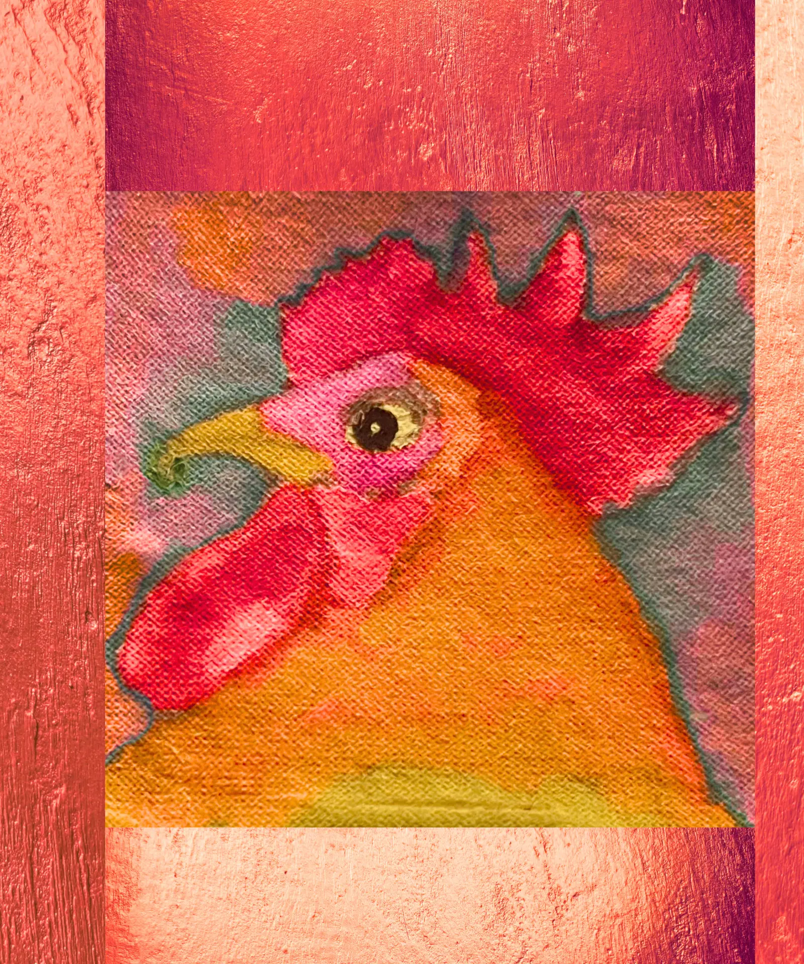 Rooster artwork, Rouge