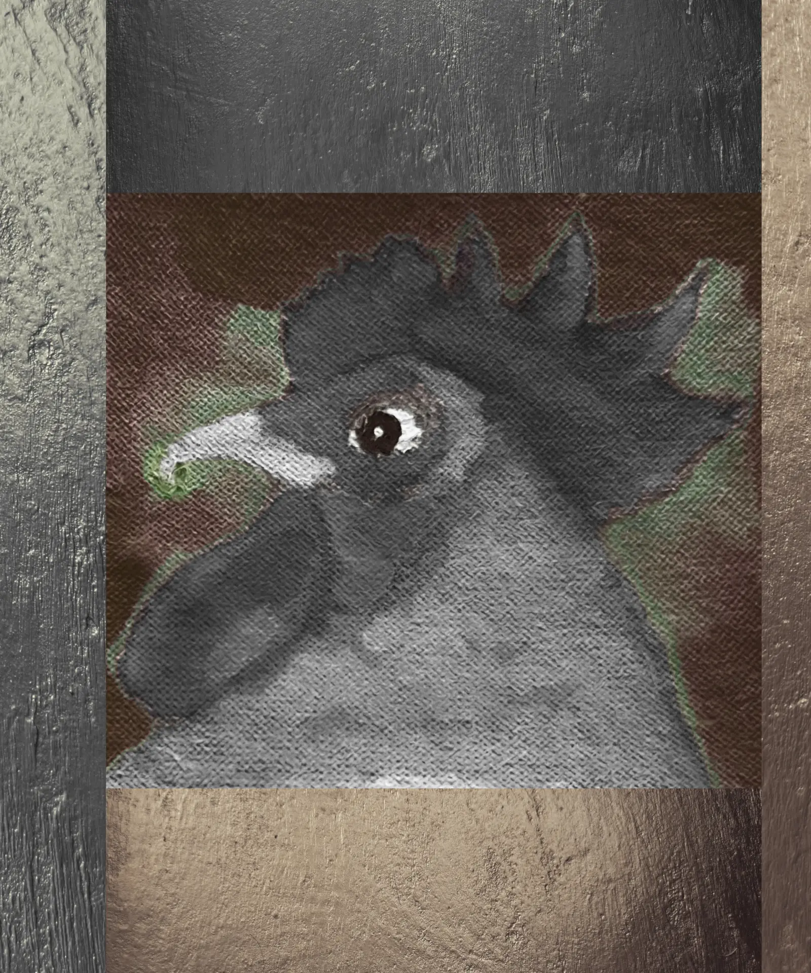 Rooster artwork, Noir