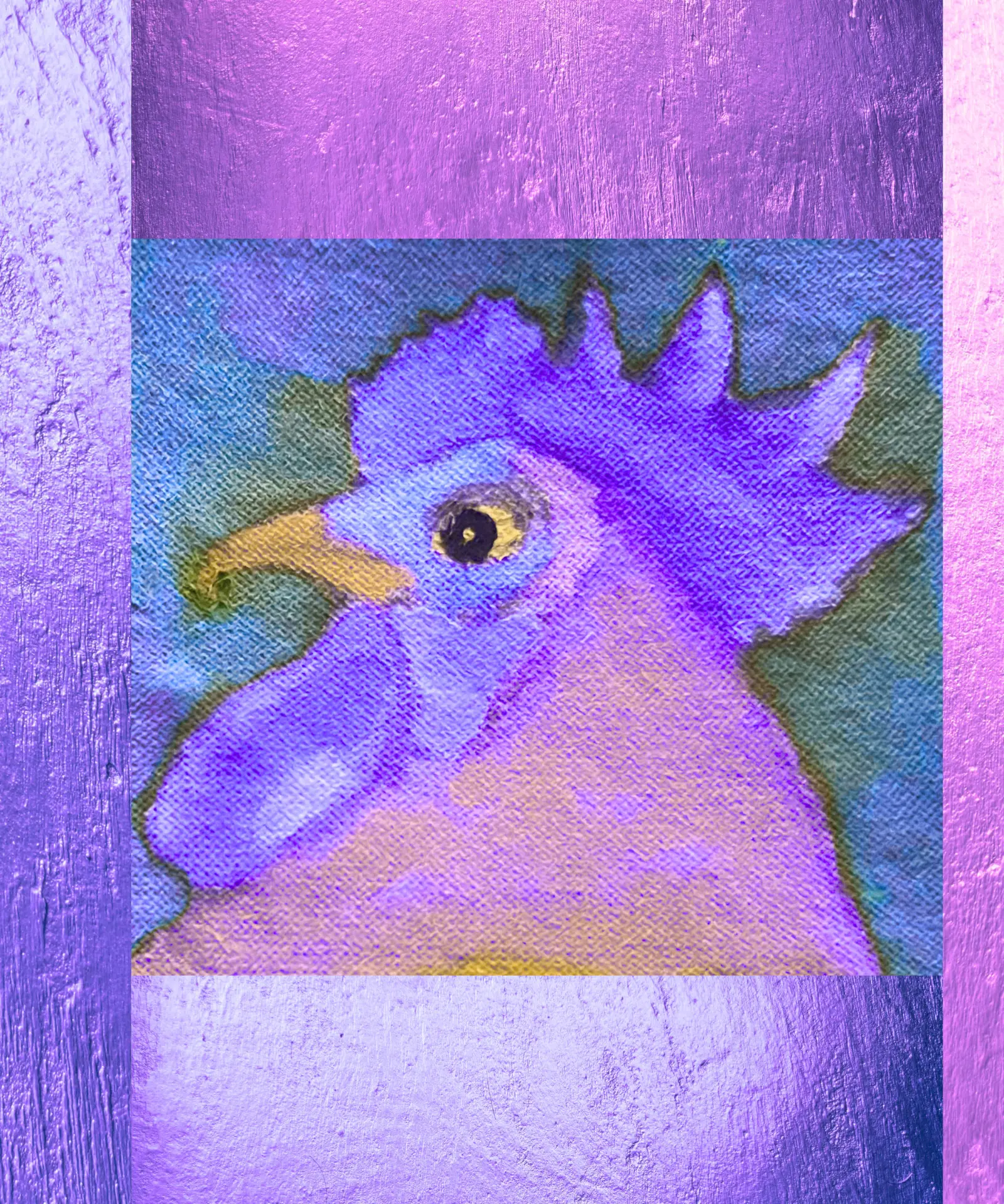 Rooster artwork, Violet